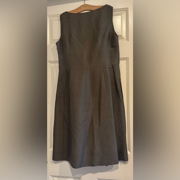 Banana Republic Sleeveless Shantung Silk Dark Taupe Cocktail Dress- Size 10 - Picture 2 of 5
